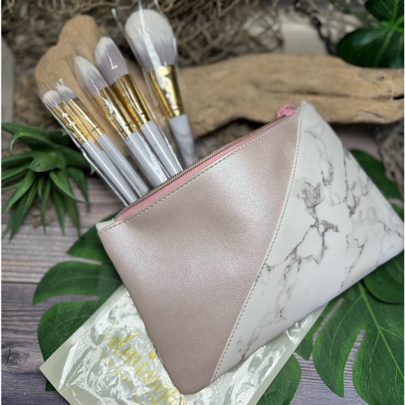 NEW SLMISSGLAM Marble Makeup Brushes & Bag Beauty Bundle Cosmetics Brush Lot Set - Picture 8 of 13